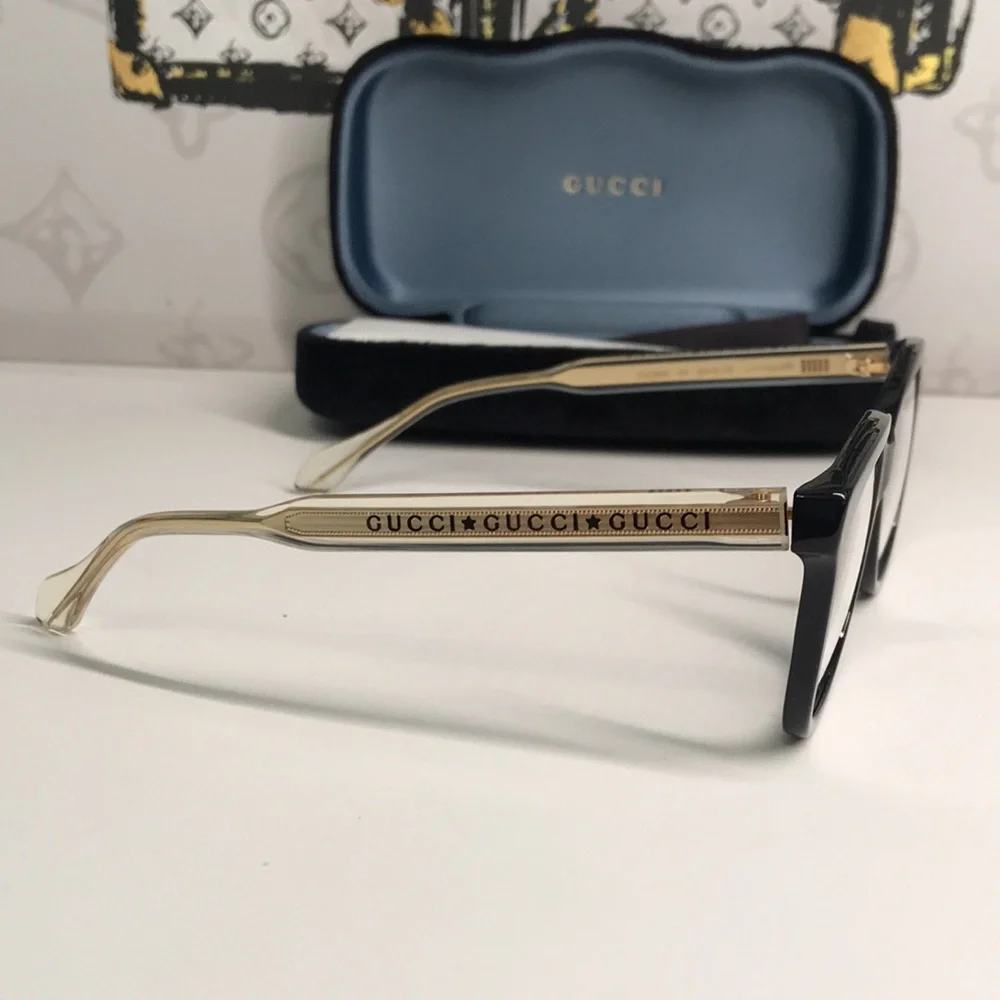 ✨ Luxury New Authentic Gucci GG0566O 001 Black Square Eyeglasses ✨